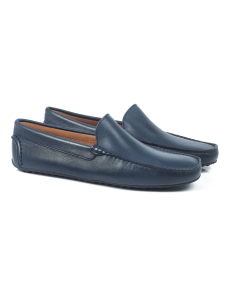 blue leather moccasin BRAIS-MARINO