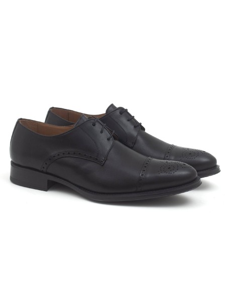 Derby de piel semi-brogado color negro CR-22167-NEGRO