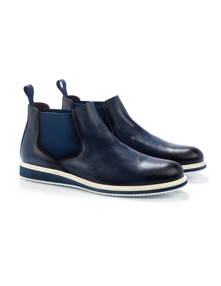 blue leather chelsea boots LOMET-AZUL