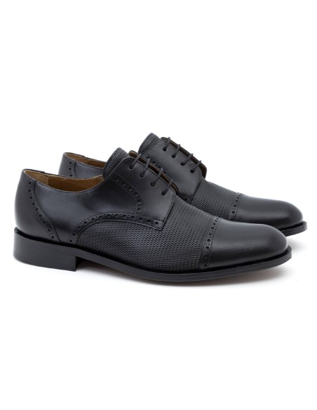 Derby de piel semi-brogado color negro CRASPER-NEGRO