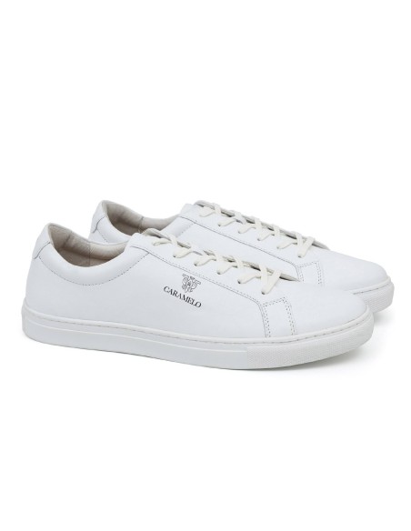 white leather sport shoes CR-23025-WHITE