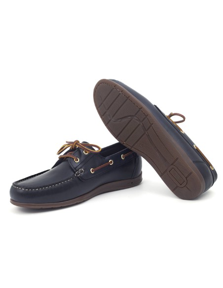 blue leather boat shoes CR-24031-MARINO