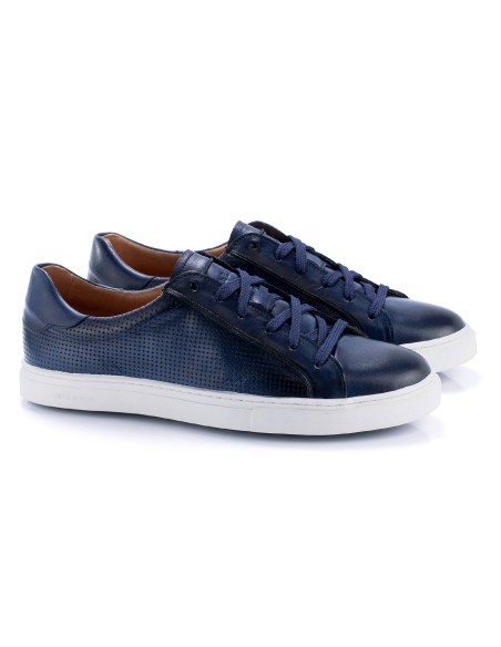 baskets en cuir bleu CR-23268-AZUL