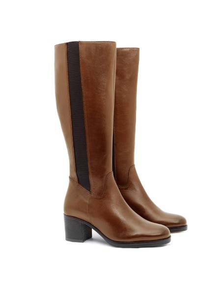 Botas de mujer de piel difuminado color cuero W-NADMEN-CUERO