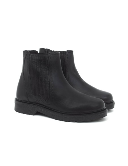 bottines pour femmes en cuir noir W-NACORAN-BLACK