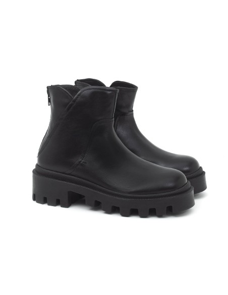 bottines pour femmes en cuir noir W-NAPENAN-BLACK