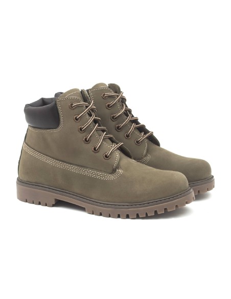 Botines de mujer de nobuck liso color verde W-NELLAN-OLIVE