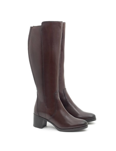 Botas de mujer de piel difuminado color marrón W-NAPIMEN-MARRON