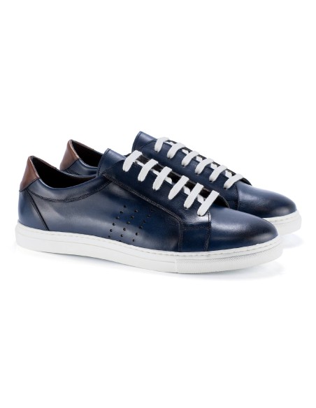 Sneakers de piel liso color azul LABOMAN-NAVY