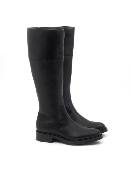 Botas de mujer de piel liso color negro W-NALFEN-NEGRO