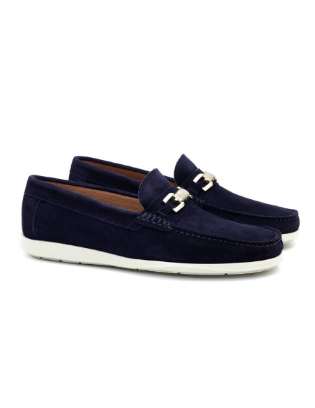 Náutico de piel con aplique metálico color azul CR-24307-NAVY