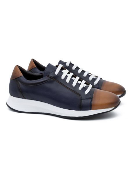 blue leather sport shoes LONDET-AZUL