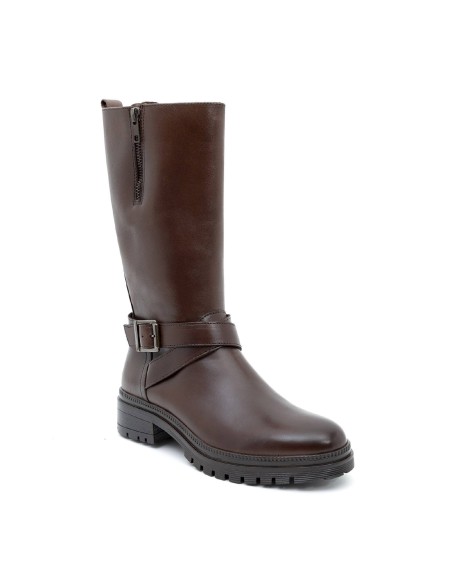 Botas de mujer de piel difuminado color marrón W-NAKMEN-MARRON