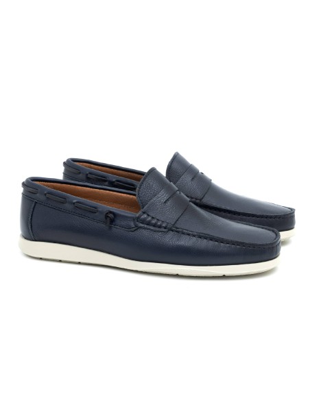 blue leather boat shoes CR-24309-NAVY