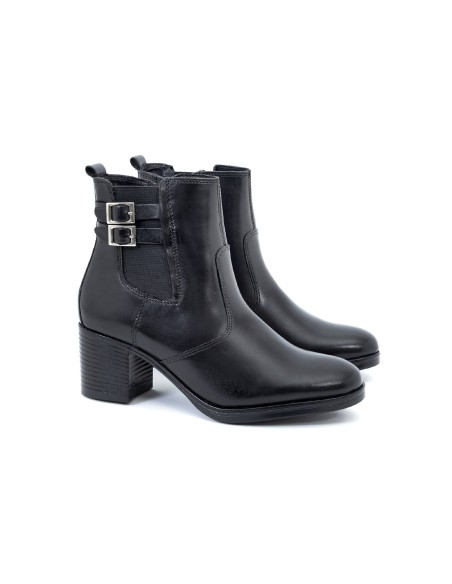 bottines pour femmes en cuir noir W-PRIOCHE-NEGRO