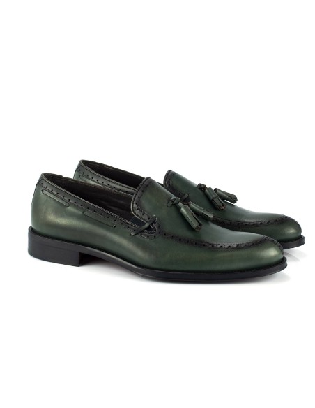 green leather moccasin CR-24010-BOSCO