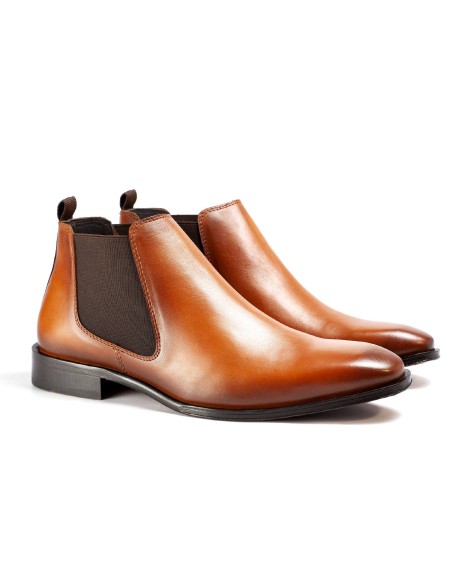 light brown leather chelsea boots TENMENS-CUERO