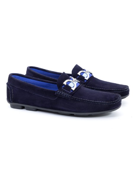 blue suede moccasin CR-24001-AZUL