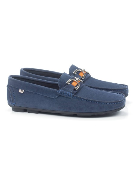 Mocassin suède bleu CR-24001-JEANS