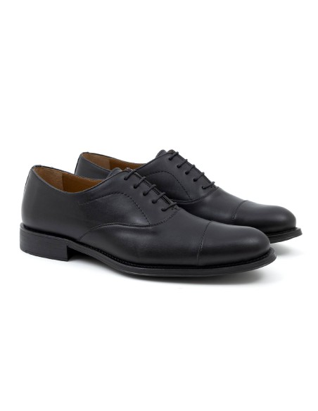 Oxford de piel acabado a mano color negro CR-24113-NEGRO