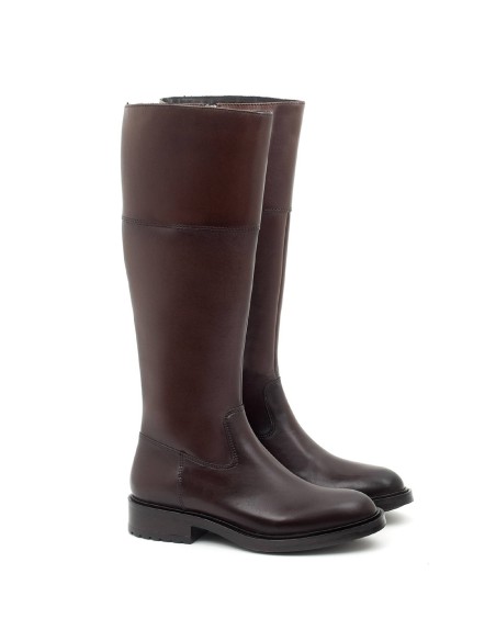 brown leather women's boots W-NALUFEN-MARRON