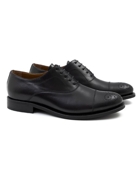 Oxford de piel acabado a mano color negro CR-24117-NEGRO