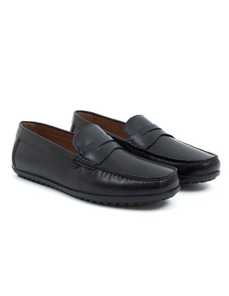 Mocasín de piel con antifaz color negro CR-24128-BLACK