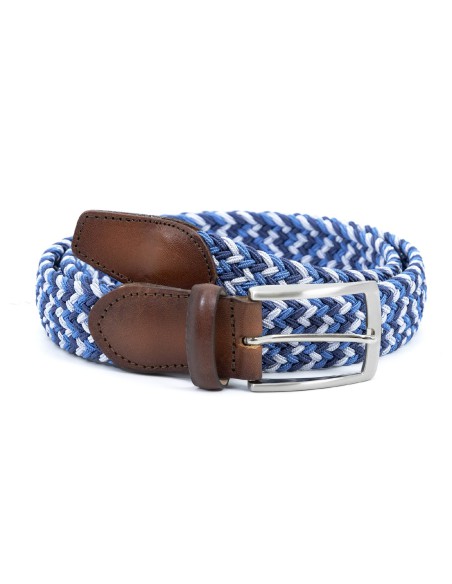 blue braided belt B-TRENMANS-SKY