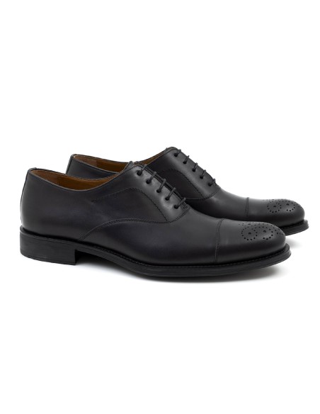 Oxford de piel acabado a mano color negro COTALI-NEGRO