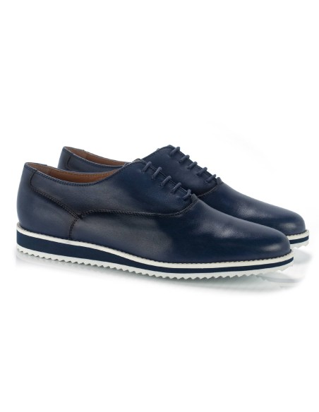 blue leather sport shoes CR-23193-MARINO