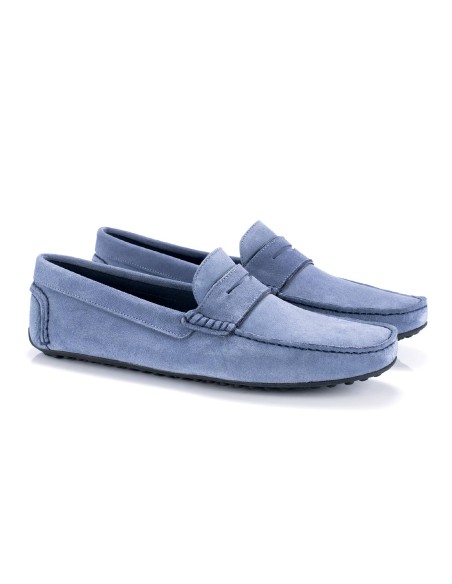 Mocassin suède bleu CR-24131-JEANS