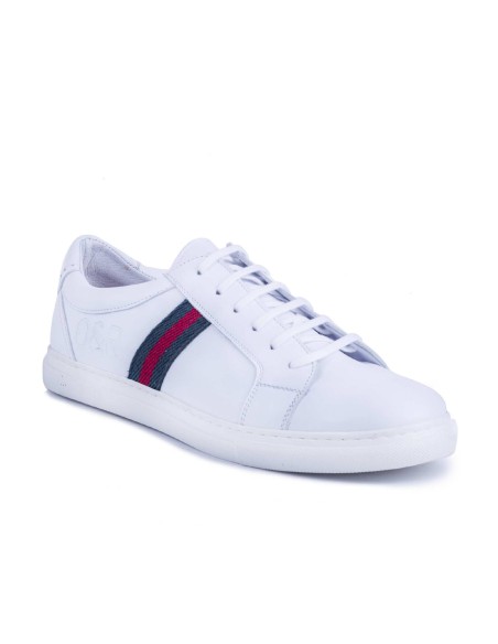 Sneakers de piel con elástico lateral color blanco NACHIMAN-BLANCO