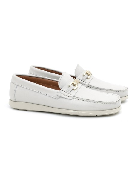 white leather boat shoes CR-24008-HIELO