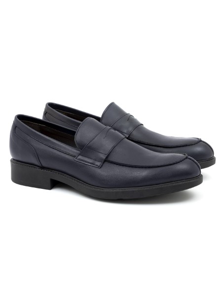 Mocasín de piel con antifaz color azul CR-24136-NAVY