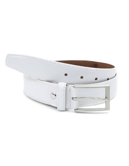 white leather belt B-LANK-WHITE