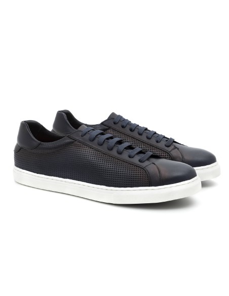 blue leather sneakers CR-24150-AZUL