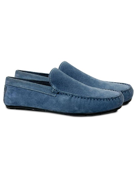 Mocassin suède bleu CR-24029-JEANS