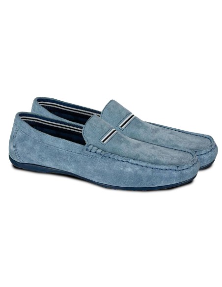 Mocassin suède bleu CR-24037-JEANS