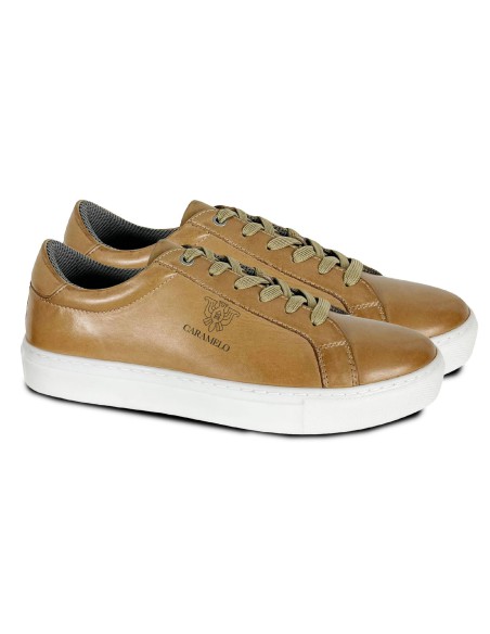 light brown leather sneakers CR-24042-CUERO