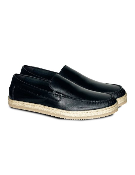 Alpargatas de piel liso color negro CR-24240-BLACK