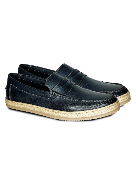 Alpargatas de piel con antifaz color azul CR-24241-NAVY