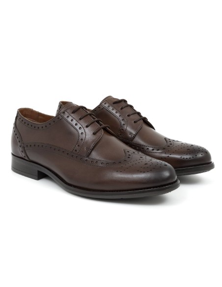 brown leather derby shoes CR-24073-BROWN