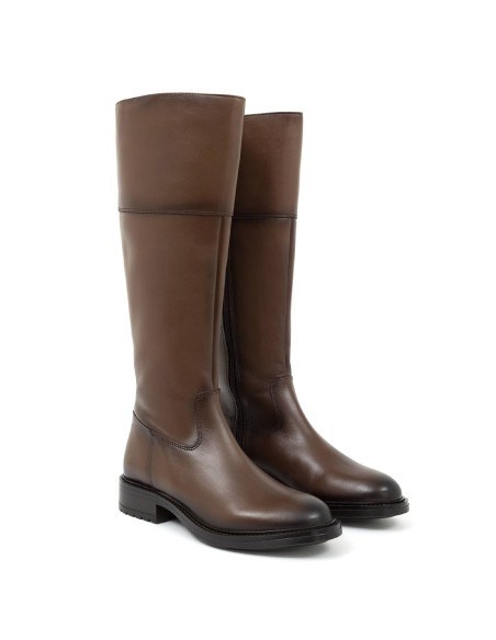 Botas de mujer de piel difuminado color cuero W-NALUFEN-CUERO