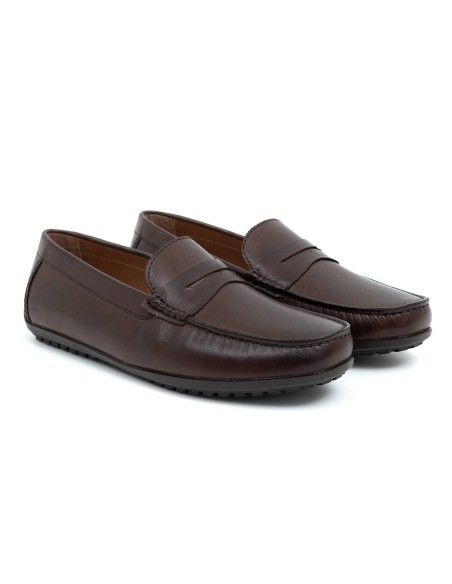 brown leather moccasin CR-24128-BROWN