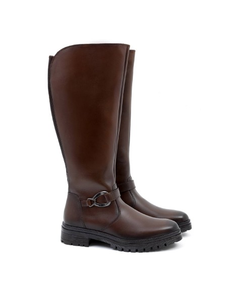 bottes pour femmes en cuir marron W-NABUMAN-MARRON