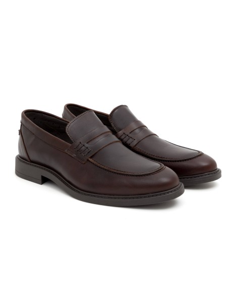 brown leather moccasin PIERO-MARRON