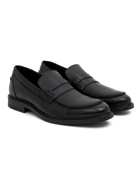 Mocasín de piel con antifaz color negro PIERO-NEGRO